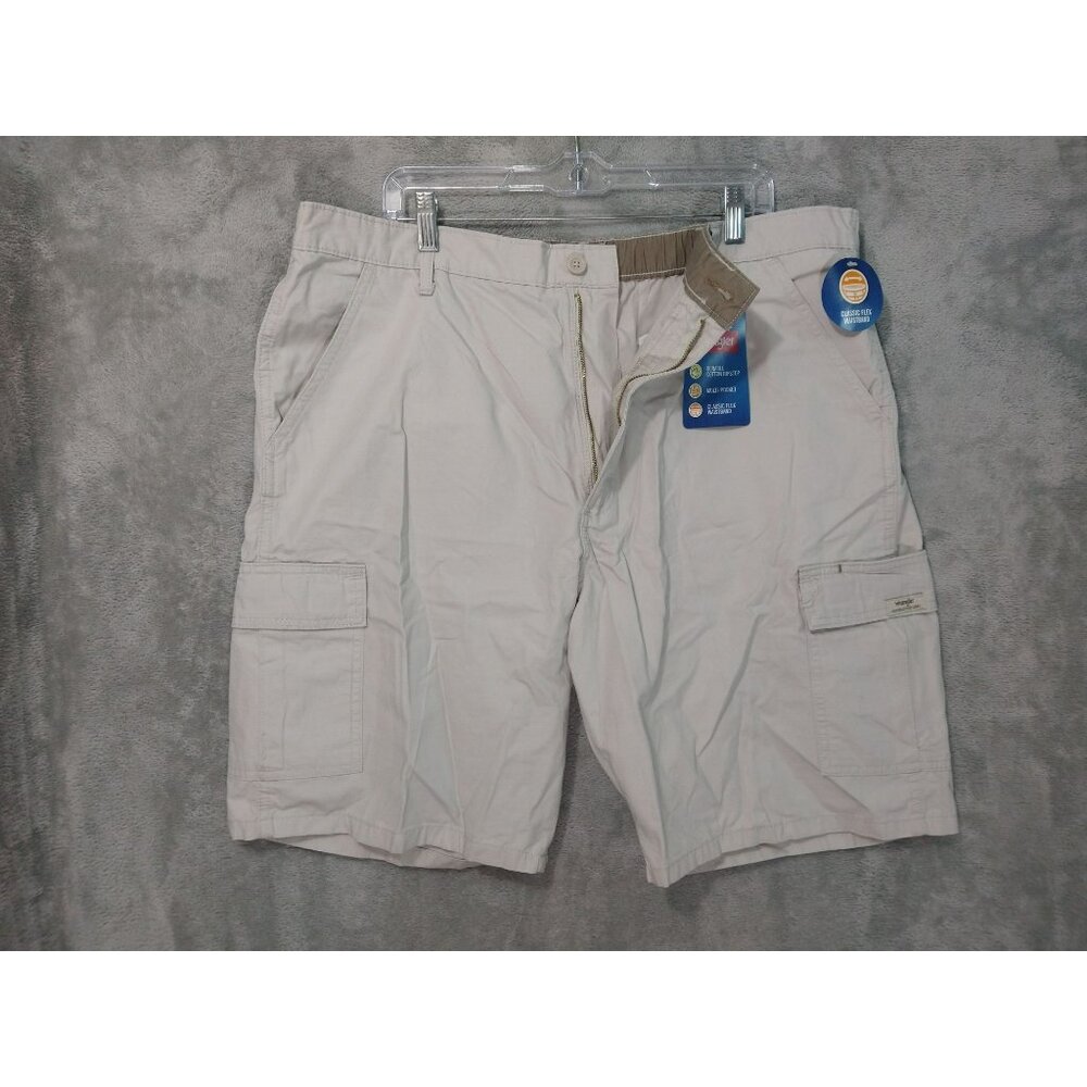 Wrangler Shorts Mens 40 Beige Cargo Classic Flex Waistband Ripstop Hiker Outdoor